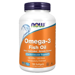 NOW Omega-3 Fish Oil 1000mg Molecularly Distilled & Enteric Coated Softgels