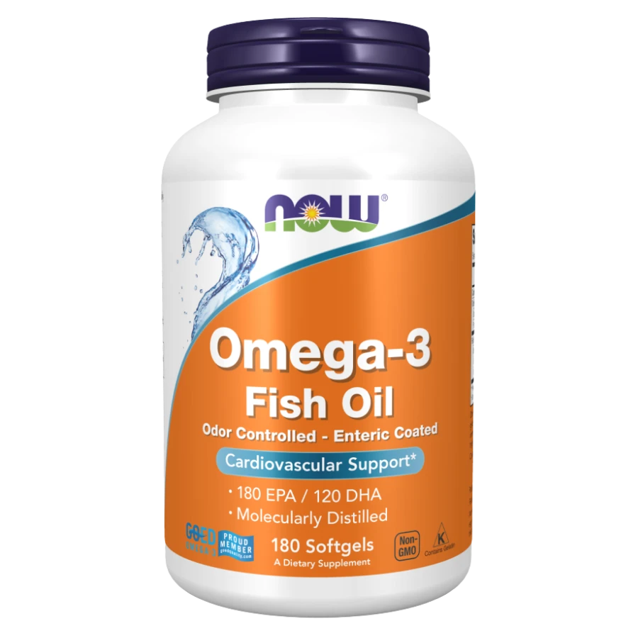 NOW Omega-3 Fish Oil 1000mg Molecularly Distilled & Enteric Coated Softgels