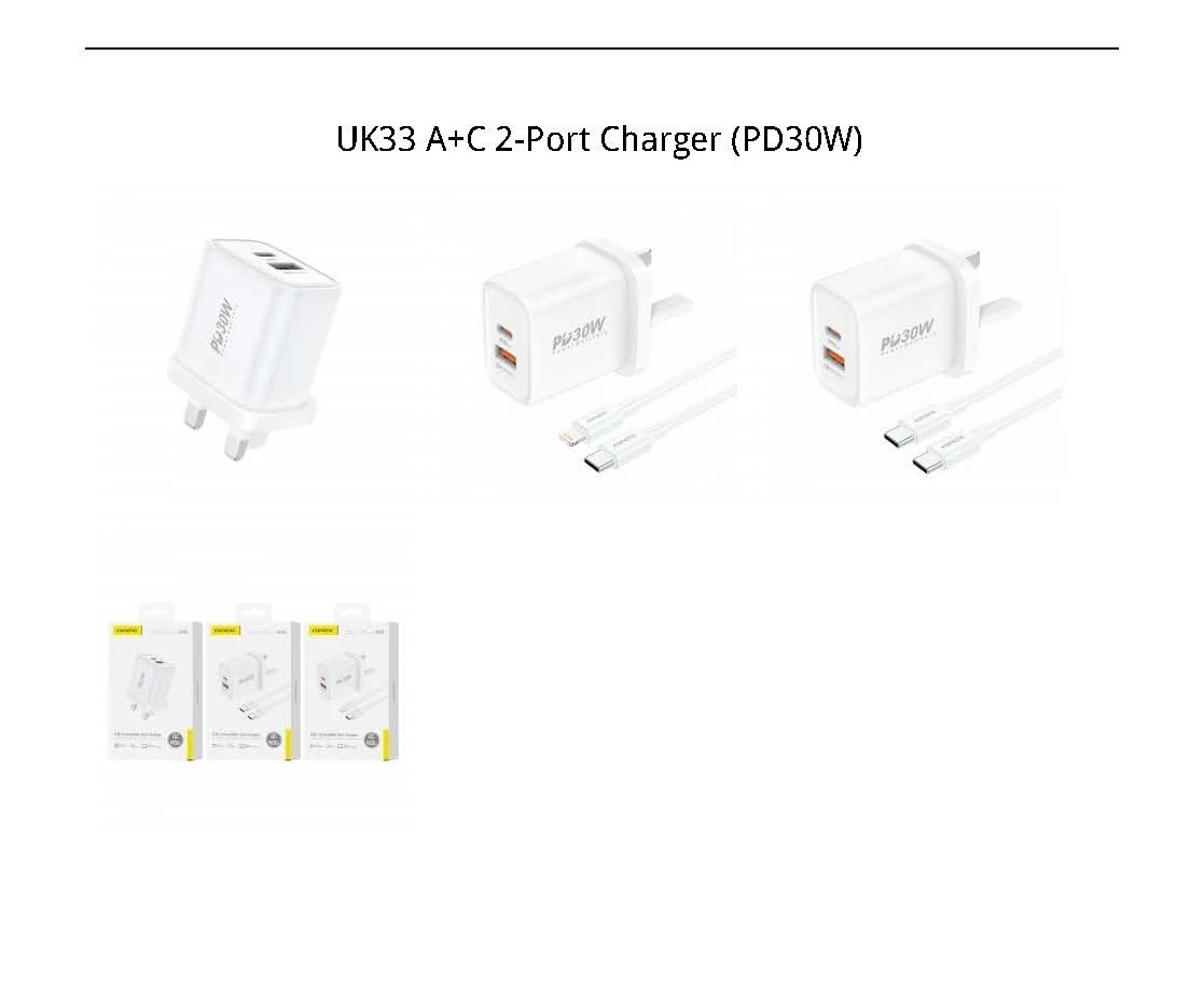 UK33 A+C 2-Port Charger (PD30W)