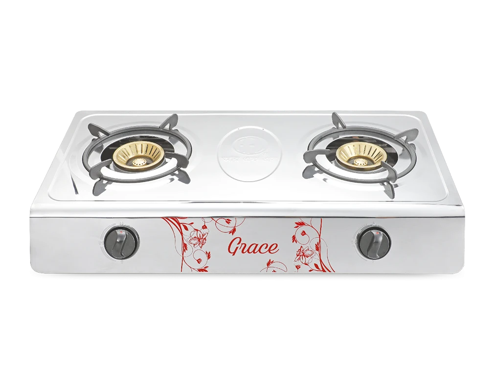 RFL Grace Double Burner Gas Stove - Stainless Steel Panel