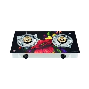 RFL Olivia Double Glass Gas Stove (NG) - 3D Print, Tornado Blue Flame