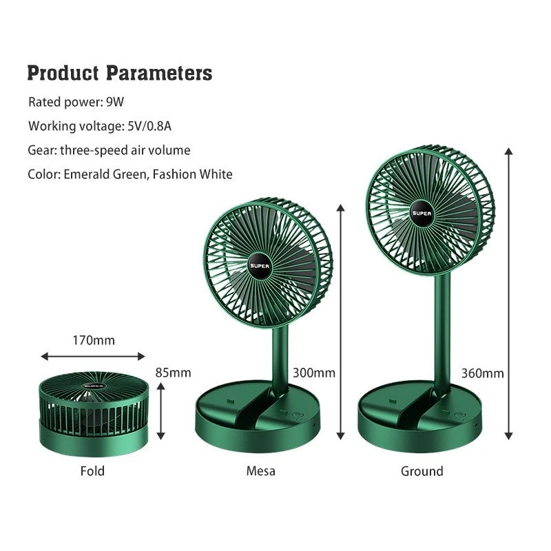 FAN Mrdin 7inch 3speed Rechargeable Foldable Fan - 2000Mah - 3 Speed